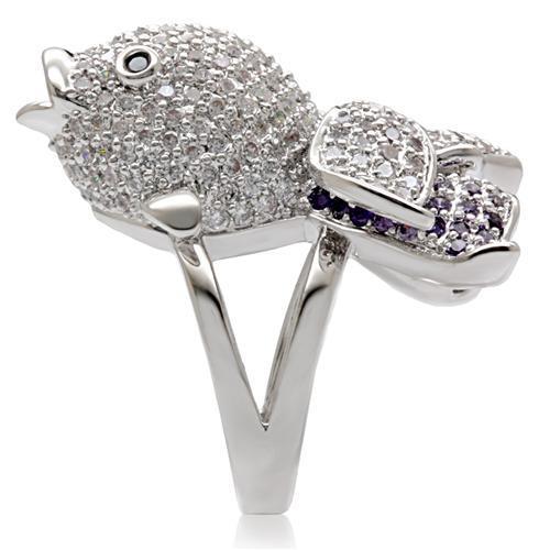 MA1W085 - Rhodium Brass Ring with AAA Grade CZ in Multi Color
