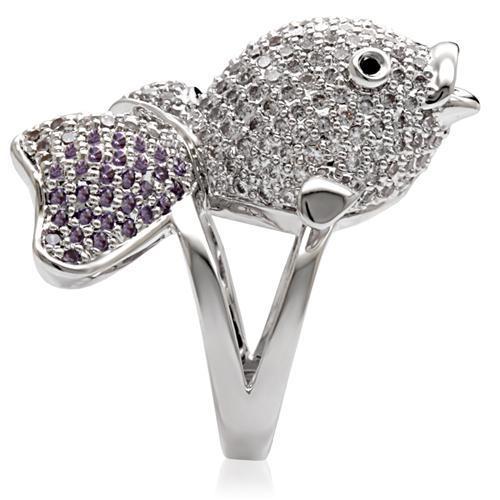 MA1W085 - Rhodium Brass Ring with AAA Grade CZ in Multi Color