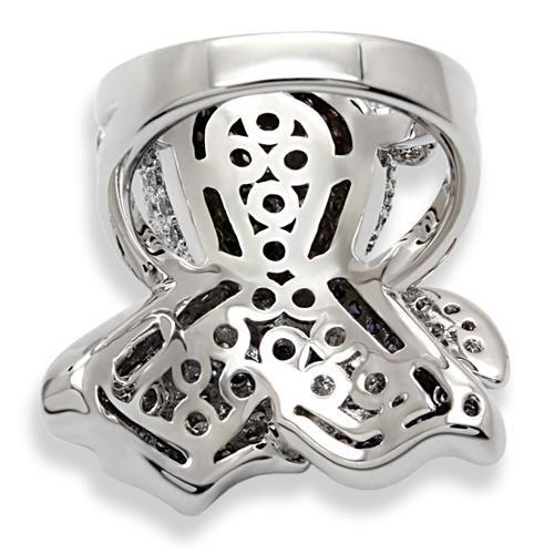 MA1W085 - Rhodium Brass Ring with AAA Grade CZ in Multi Color