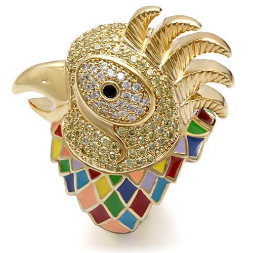 MA1W087 - Gold Brass Ring with AAA Grade CZ in Multi Color