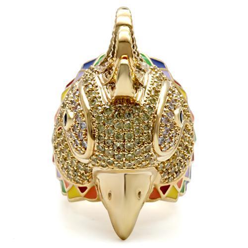 MA1W087 - Gold Brass Ring with AAA Grade CZ in Multi Color