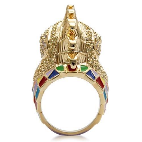 MA1W087 - Gold Brass Ring with AAA Grade CZ in Multi Color