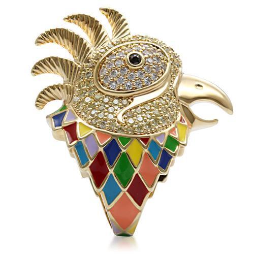 MA1W087 - Gold Brass Ring with AAA Grade CZ in Multi Color