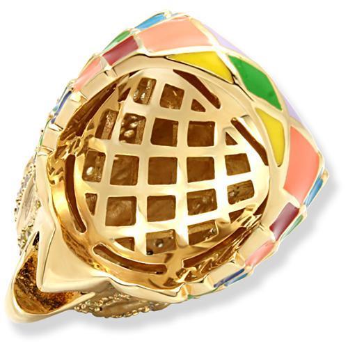 MA1W087 - Gold Brass Ring with AAA Grade CZ in Multi Color