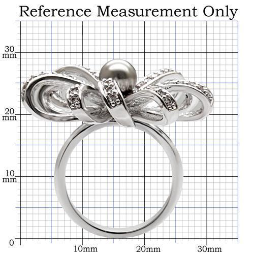 MA1W093 - Rhodium Brass Ring with Synthetic Pearl in Gray