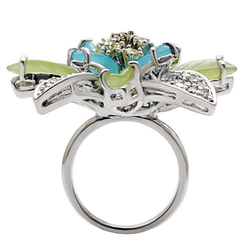 MA1W094 - Rhodium Brass Ring with Synthetic Synthetic Glass in Multi Color