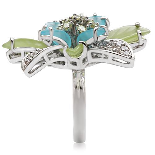 MA1W094 - Rhodium Brass Ring with Synthetic Synthetic Glass in Multi Color