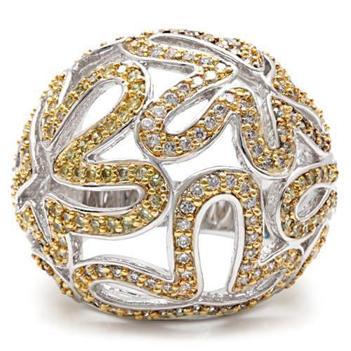 MA1W095 - Reverse Two-Tone Brass Ring with AAA Grade CZ in Topaz