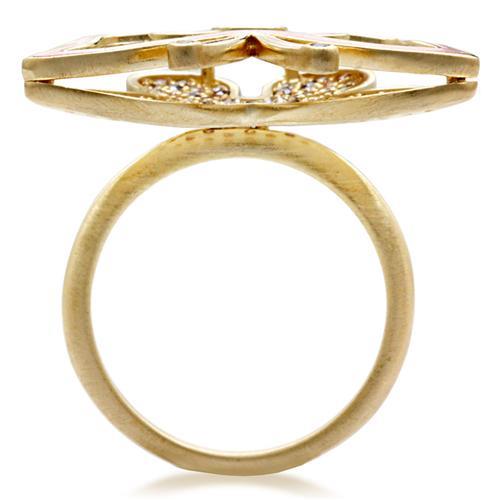 MA1W096 - Matte Gold Brass Ring with AAA Grade CZ in Multi Color