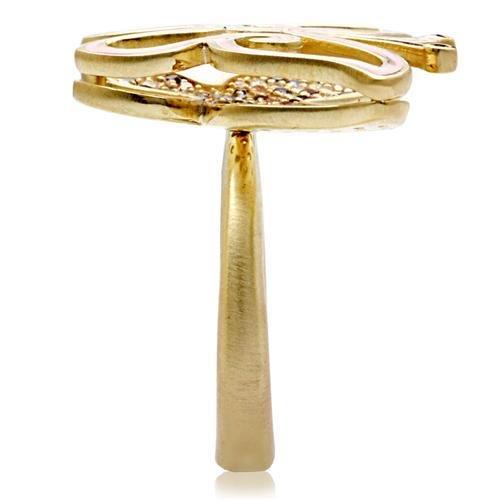 MA1W096 - Matte Gold Brass Ring with AAA Grade CZ in Multi Color