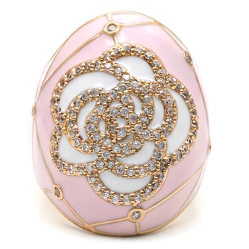 MA1W098 - Gold Brass Ring with AAA Grade CZ in Clear