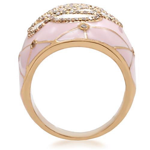 MA1W098 - Gold Brass Ring with AAA Grade CZ in Clear