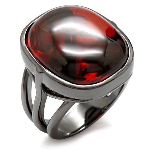 MA1W100 - Ruthenium Brass Ring with AAA Grade CZ in Garnet
