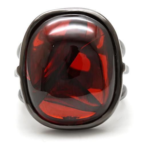 MA1W100 - Ruthenium Brass Ring with AAA Grade CZ in Garnet
