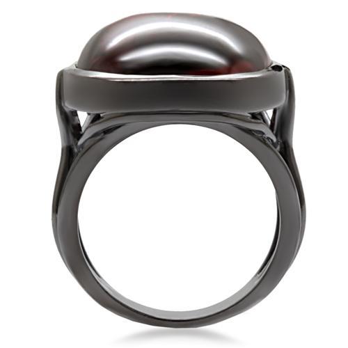 MA1W100 - Ruthenium Brass Ring with AAA Grade CZ in Garnet