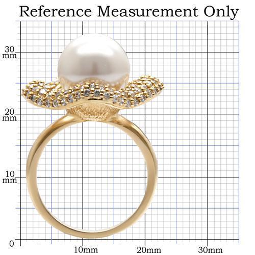 MA1W103 - Gold Brass Ring with Synthetic Pearl in White