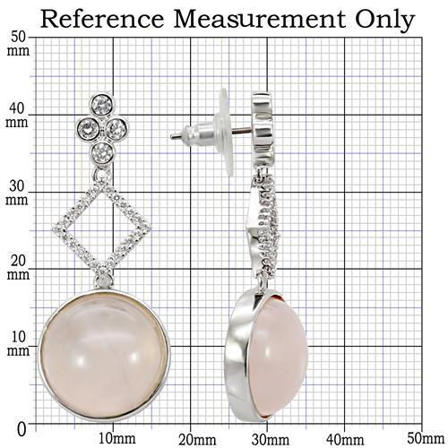 MA1W121 - Rhodium Brass Earrings with Precious Stone PINK CRYSTAL in Rose