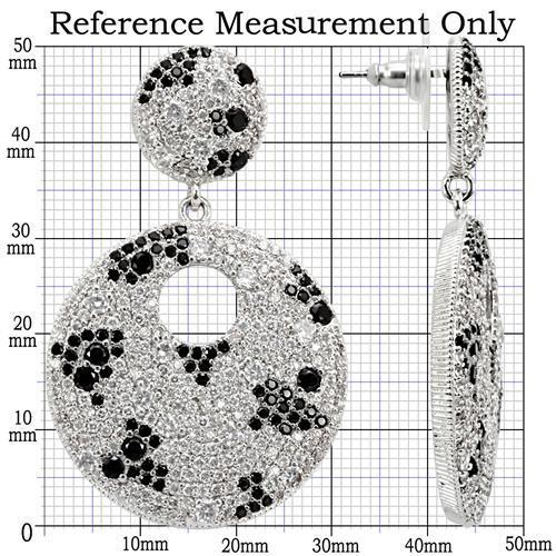 MA1W122 - Imitation Rhodium Brass Earrings with AAA Grade CZ in Black Diamond
