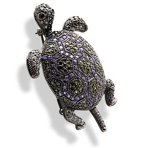 MA1W127 - Ruthenium Brass Brooches with AAA Grade CZ in Multi Color