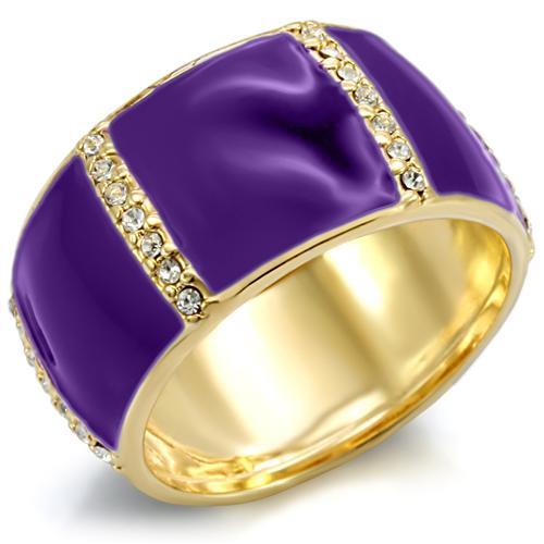 MA1W145 - Gold Brass Ring with Top Grade Crystal in Clear