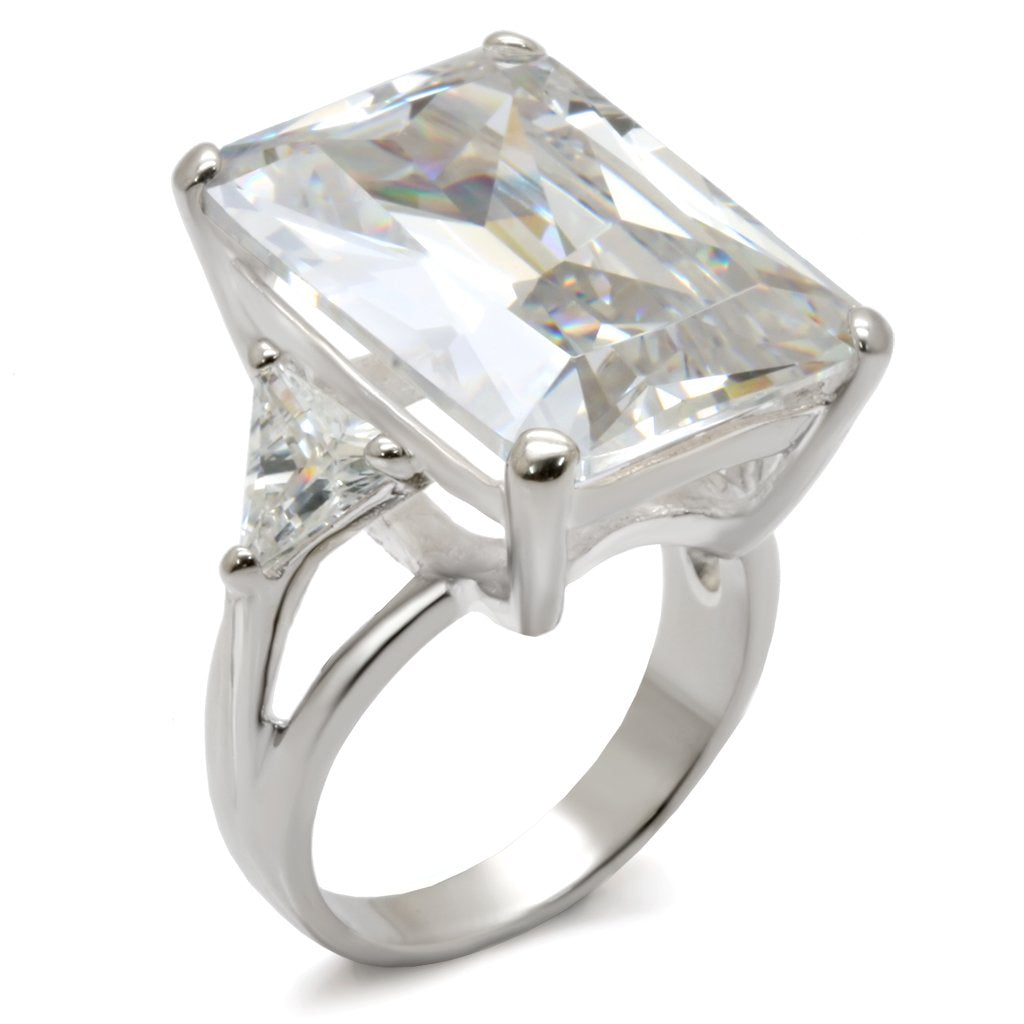 MA21214 - High-Polished 925 Sterling Silver Ring with AAA Grade CZ in Clear
