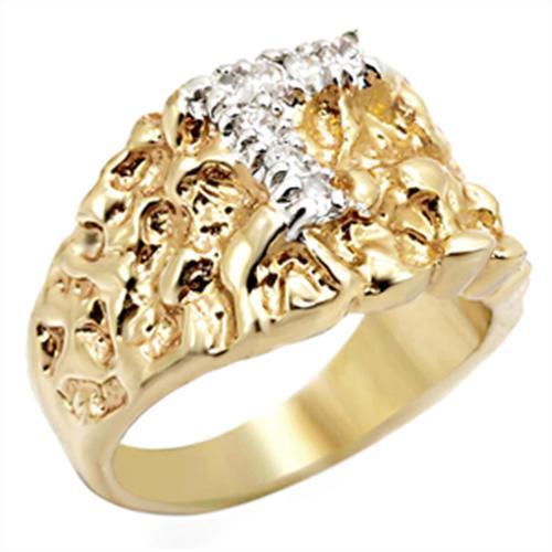 MA2W044 - Gold+Rhodium Brass Ring with AAA Grade CZ in Clear