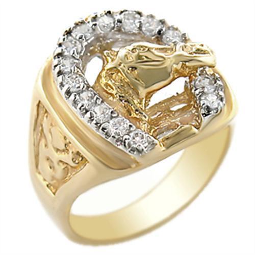 MA2W054 - Gold+Rhodium Brass Ring with AAA Grade CZ in Clear