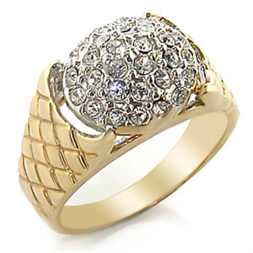 MA2W058 - Gold+Rhodium Brass Ring with Top Grade Crystal in Clear