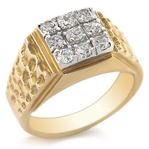MA2W062 - Gold+Rhodium Brass Ring with AAA Grade CZ in Clear