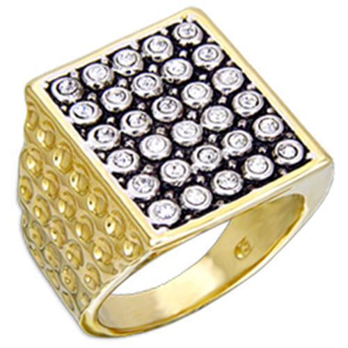 MA2W079 - Gold+Rhodium Brass Ring with Top Grade Crystal in Clear