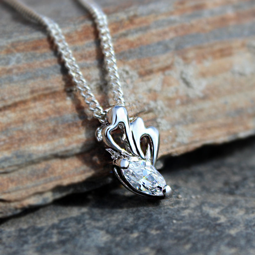 MALOA1379 - Rhodium Plating Brass Pendant Chain with AAA CZ in Clear