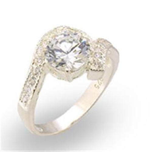 MA30122 - High-Polished 925 Sterling Silver Ring with AAA Grade CZ in Clear