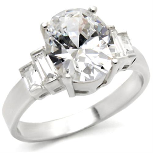MA30305 - High-Polished 925 Sterling Silver Ring with AAA Grade CZ in Clear