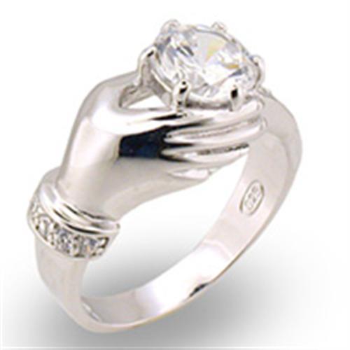 30320 - High-Polished 925 Sterling Silver Ring with AAA Grade CZ in Clear