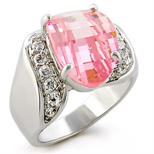 MA30813 - High-Polished 925 Sterling Silver Ring with AAA Grade CZ in Rose