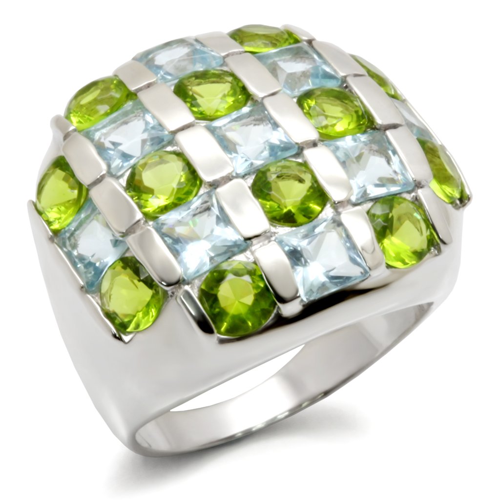 MA30825 - High-Polished 925 Sterling Silver Ring with AAA Grade CZ in Multi Color