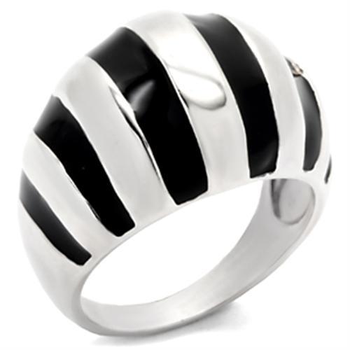 MA30914 - High-Polished 925 Sterling Silver Ring with Epoxy in Jet