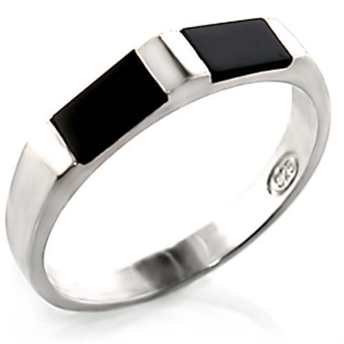 MA30919 - High-Polished 925 Sterling Silver Ring with Semi-Precious Onyx in Jet