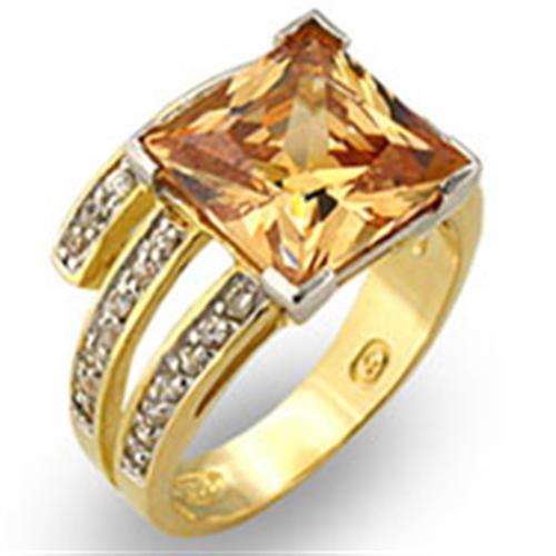 MA31221 - Gold+Rhodium 925 Sterling Silver Ring with AAA Grade CZ in Champagne