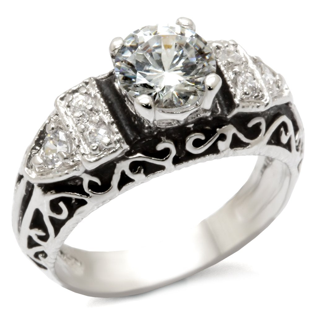 MA31427 - High-Polished 925 Sterling Silver Ring with AAA Grade CZ in Clear
