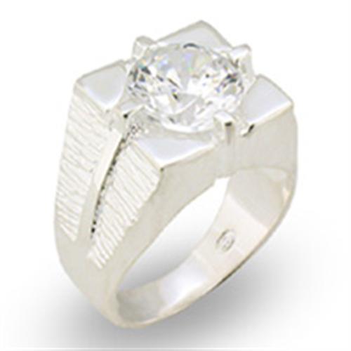 MA31533 - High-Polished 925 Sterling Silver Ring with AAA Grade CZ in Clear