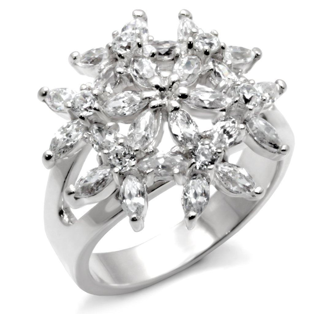 MA31820 - High-Polished 925 Sterling Silver Ring with AAA Grade CZ in Clear