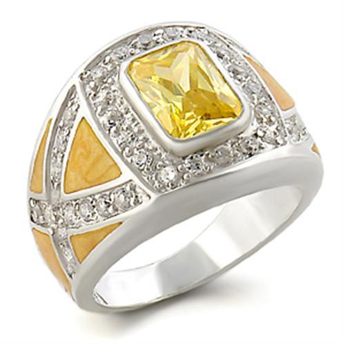 MA31825 - High-Polished 925 Sterling Silver Ring with AAA Grade CZ in Citrine