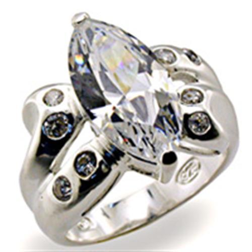 MA32127 - High-Polished 925 Sterling Silver Ring with AAA Grade CZ in Clear