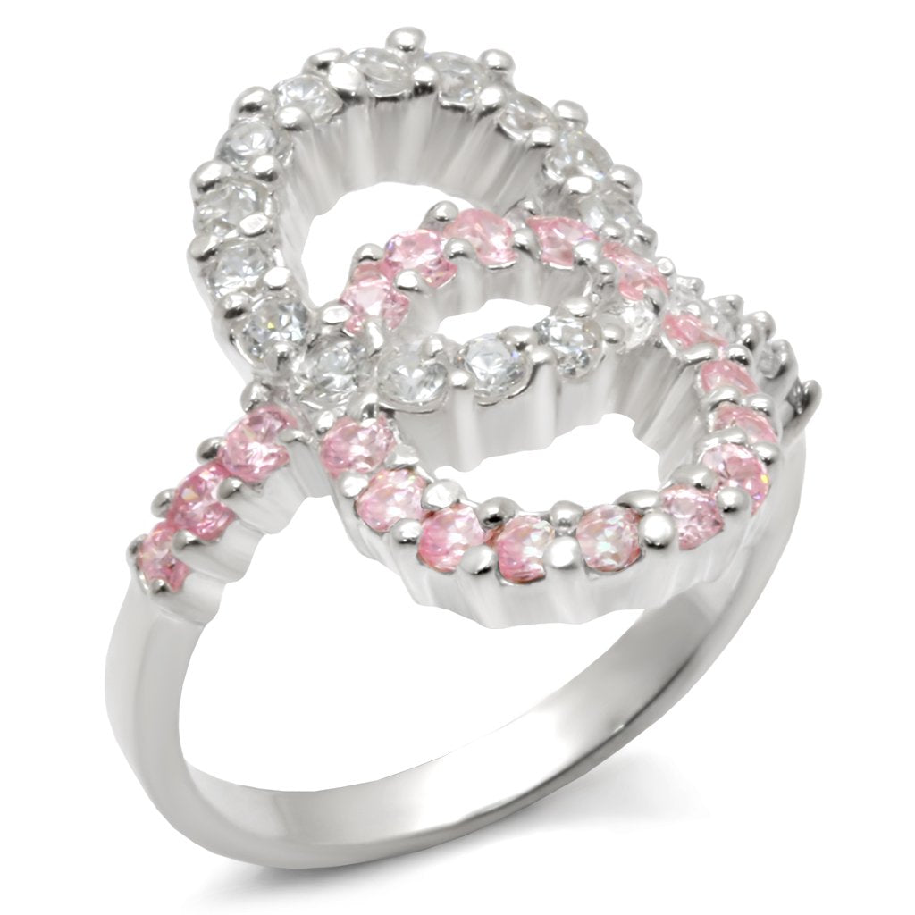 MA32516 - High-Polished 925 Sterling Silver Ring with AAA Grade CZ in Rose
