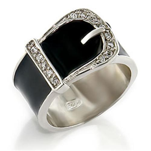 MA32625 - High-Polished 925 Sterling Silver Ring with Top Grade Crystal in Clear