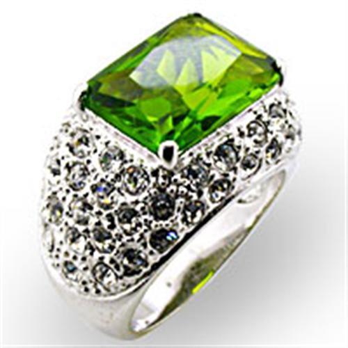 MA32707 - Rhodium Brass Ring with Synthetic Spinel in Peridot
