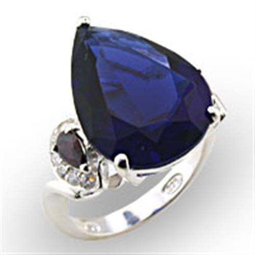 MA32923 - High-Polished 925 Sterling Silver Ring with Synthetic Spinel in Montana