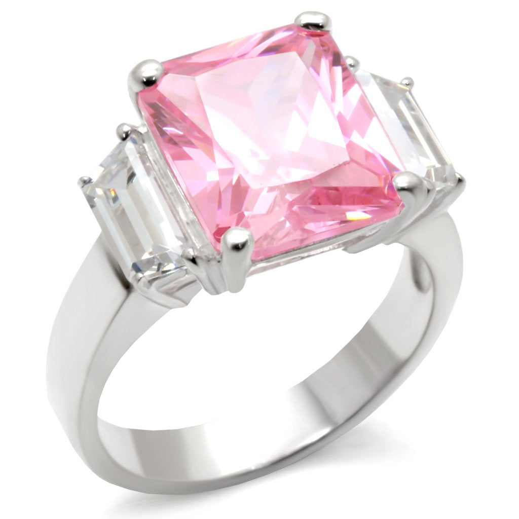 MA34102 - High-Polished 925 Sterling Silver Ring with AAA Grade CZ in Rose