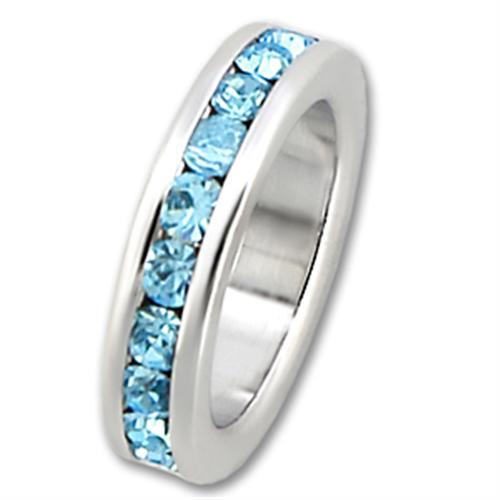 35015 - High-Polished 925 Sterling Silver Pendant with Top Grade Crystal in Sea Blue